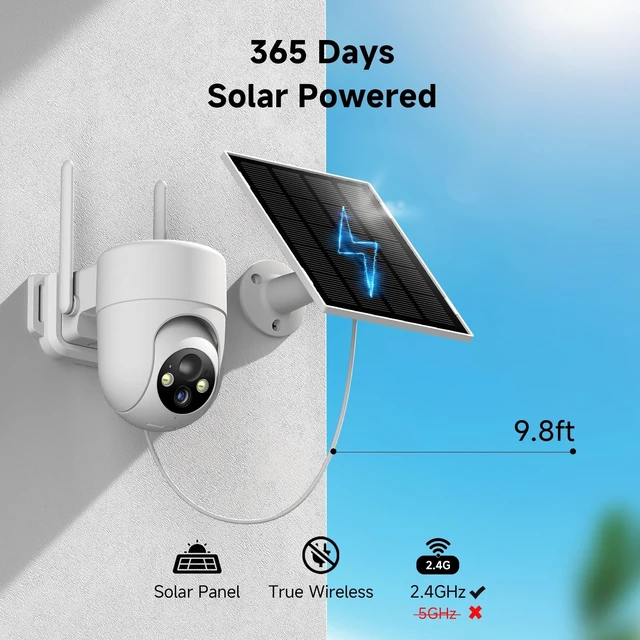 Alt view image 9 of 14 - 2K Solar Security Cameras Wireless Outdoor, 2PCS Outdoor Camera Wireless with 360° View, Cameras for Home Security with Color Night Vision, Only Support 2.4GHz Wi-Fi