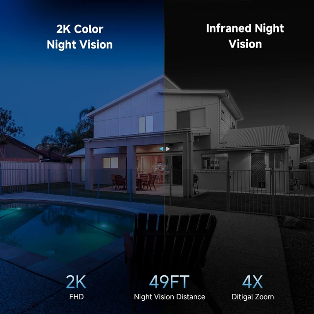Alt view image 11 of 14 - 2K Solar Security Cameras Wireless Outdoor, 2PCS Outdoor Camera Wireless with 360° View, Cameras for Home Security with Color Night Vision, Only Support 2.4GHz Wi-Fi