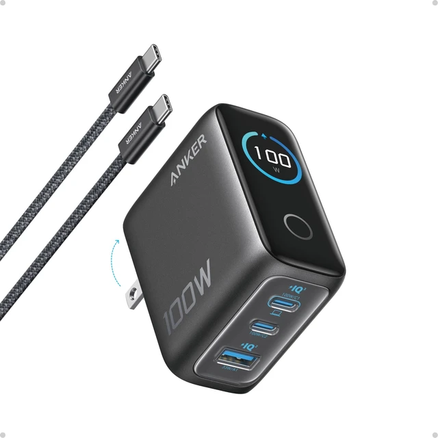 Alt view image 8 of 14 - 100W Max USB C Charger, 3-Port GaN Phone Charger with Smart Display | Ultra-Compact Fast Laptop Charger with Touch Control for iPhone 17 Series,iPad,MacBook Pro/Air(Include Cable,Non-Battery)