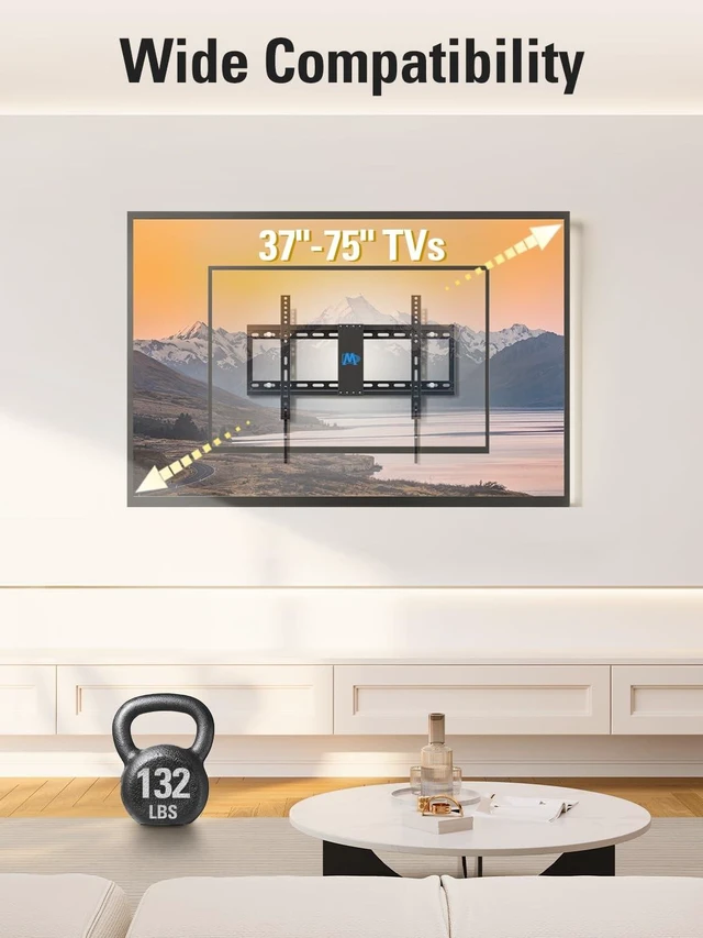 Alt view image 10 of 14 - Tilting TV Wall Mount for Most 37-90 Inch TVs up to 132lbs | Low Profile TV Mount Fits 16", 18", 24" Studs, Max VESA 600x400mm, Wall Mount TV Bracket with Quick Lock & Release, MD2268-LK