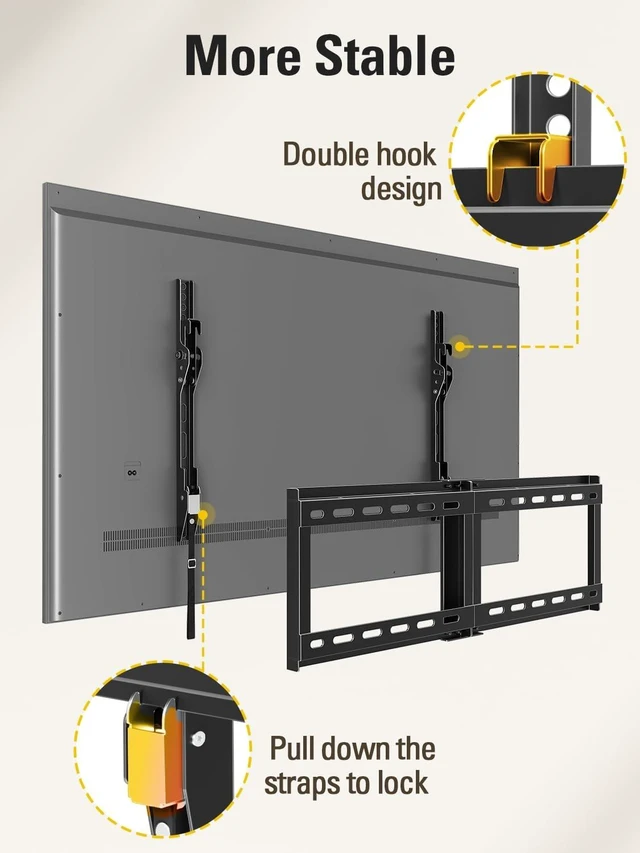 Alt view image 12 of 14 - Tilting TV Wall Mount for Most 37-90 Inch TVs up to 132lbs | Low Profile TV Mount Fits 16", 18", 24" Studs, Max VESA 600x400mm, Wall Mount TV Bracket with Quick Lock & Release, MD2268-LK