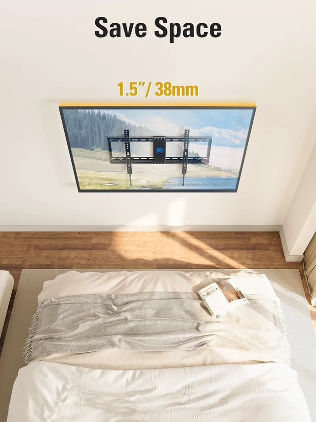 Alt view image 11 of 14 - Tilting TV Wall Mount for Most 37-90 Inch TVs up to 132lbs | Low Profile TV Mount Fits 16", 18", 24" Studs, Max VESA 600x400mm, Wall Mount TV Bracket with Quick Lock & Release, MD2268-LK