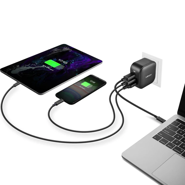Alt view image 14 of 14 - 66W Turbo 3-Port GaN Travel Wall Charger USB C Fast Power Adapter | Foldable Plug (2x USB-C, 1x USB-A) Compatible with MacBook Pro Air, iPad Pro, iPhone 17/16/15/13, Galaxy S25 (US/UK/EU Plugs)