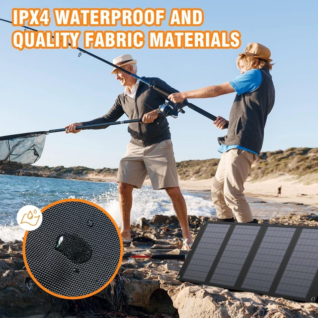 Alt view image 12 of 14 - 40W Portable Solar Panel for 100W~200W Portable Power Station | Foldable Solar Charger with 12-15V DC Output (11 Connectors) and Adjustable Kickstand, USB Port for Camping Hiking RV Trip