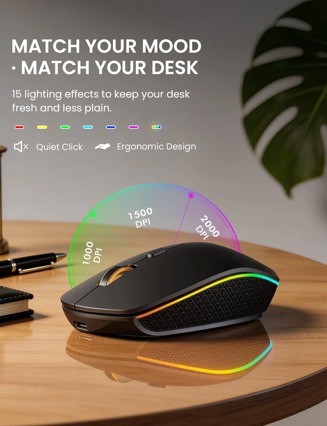 Alt view image 12 of 14 - Wireless Keyboard and Mouse Combo with RGB Backlit, Rechargeable | Light Up Letters, Full-Size, Soft Typing, Sleep Mode, 2.4GHz Quiet Keyboard Set for Mac, Windows, Laptop, PC, Trueque KM42Pro