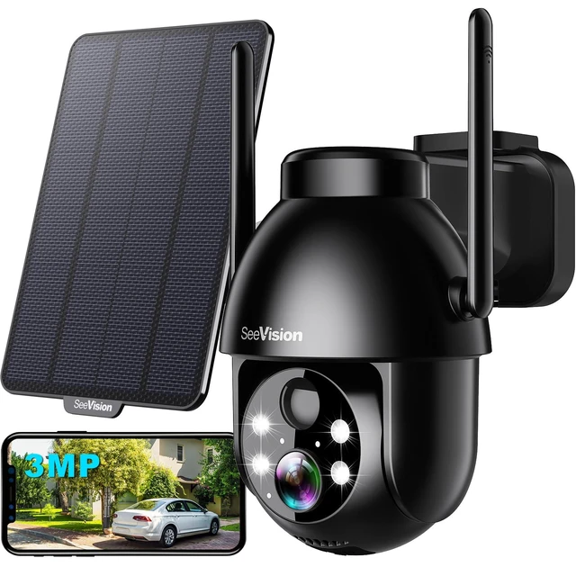 Alt view image 8 of 14 - Solar Security Cameras Wireless Outdoor, 2K PTZ WiFi 3MP Indoor Security Camera for Home with Spotlight, PIR Motion Detection,Siren, Color Night Vision, 2-Way Talk, SD/Cloud Storage