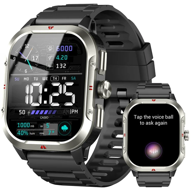 Alt view image 8 of 14 - Smart Watch for Men Built-in GPS, 2.06" Military Fitness Tracker IP68 Waterproof, Fitness Watch with Heart Rate/Sleep, Smartwatch with Answer/Make Calls, 100+ Sport Modes for iPhone/Android, Black