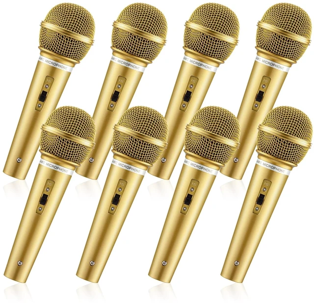 Alt view image 8 of 14 - 8PCS Fake Microphone Prop - Realistic Plastic Mic Set, Gold | Eye-catching Prop for Cosplay, Anime Conventions, Dress-up and Halloween, Lightweight Plastic with Realistic Details