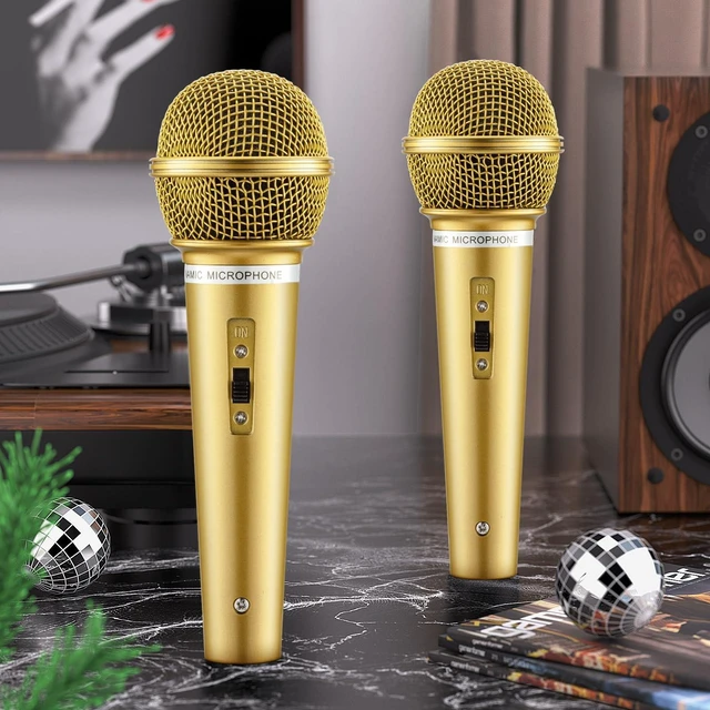 Alt view image 9 of 14 - 8PCS Fake Microphone Prop - Realistic Plastic Mic Set, Gold | Eye-catching Prop for Cosplay, Anime Conventions, Dress-up and Halloween, Lightweight Plastic with Realistic Details