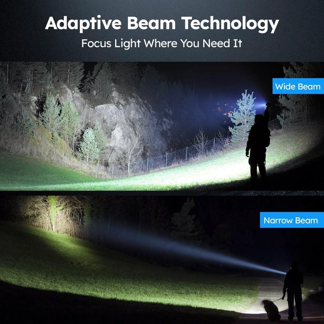 Alt view image 11 of 14 - Rechargeable LED Flashlight 2-Pack 90,000 High Lumens 5 Modes | Super Bright Handheld Flashlights, Adjustable Focus, High Powered Handheld Flashlight for Home Camping Outdoor Night Work