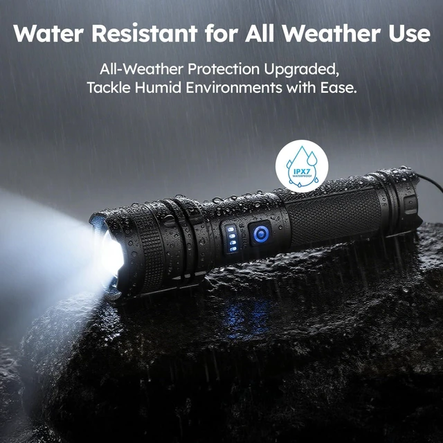 Alt view image 12 of 14 - Rechargeable LED Flashlight 2-Pack 90,000 High Lumens 5 Modes | Super Bright Handheld Flashlights, Adjustable Focus, High Powered Handheld Flashlight for Home Camping Outdoor Night Work