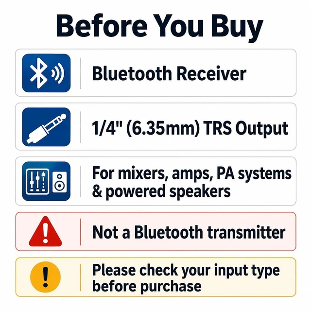 Alt view image 11 of 14 - 6dot35 Bluetooth Receiver with 1/4" TRS 6.35mm Output for Mixers | For PA/DJ/Amps, aptX HD & Low Latency, AAC/SBC, TWS Stereo Requires 2 Units, 10+ Hour Rechargeable Battery
