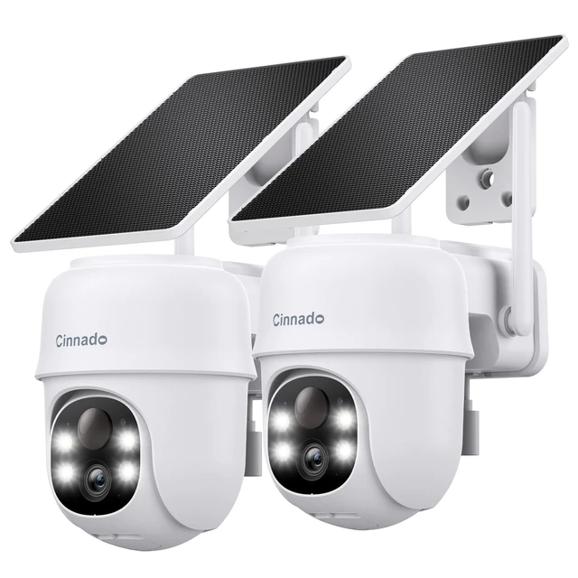 Alt view image 8 of 14 - 2K Solar Wireless Outdoor Cameras for Home Security White B6 2Pack | 2.4Ghz Wi-Fi Security Camera with Auto Tracking for Farms/Garages, AI Detection, Spotlight Color Night Vision, Instant Alerts