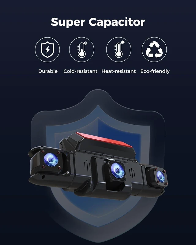 Alt view image 14 of 14 - 360 View 4 Channel Dash Cam Front and Rear Left Right Inside Camera for Cars, GPS and 5G Band WiFi, Night Vision, 160 Wide Angle, WDR, 24H Parking Mode, Supercapacitor, Included 128GB Card