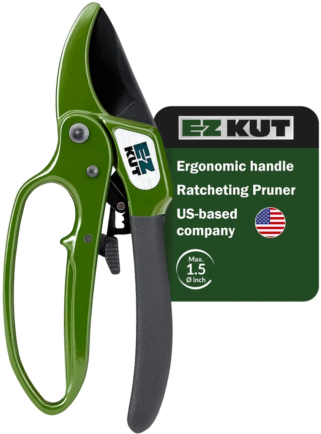 Alt view image 8 of 14 - Heavy Duty Pruning Shears Green - with Ratcheting Action Great Garden Hand Tool Clippers Gardening pruners arthritis tools Ratcheting Anvil Hand Pruner Pruning Shears Heavy Duty Since 1988