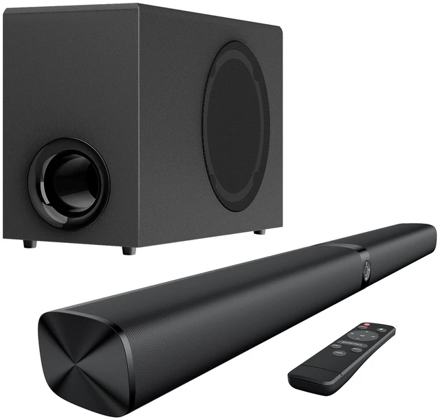 Alt view image 8 of 14 - Sound Bar with Subwoofer, 110W Sound Bar with Adjustable Deep Bass & 3 EQ Modes, Bluetooth/ARC/Opt/AUX Connect, Sound Bar for Smart TV