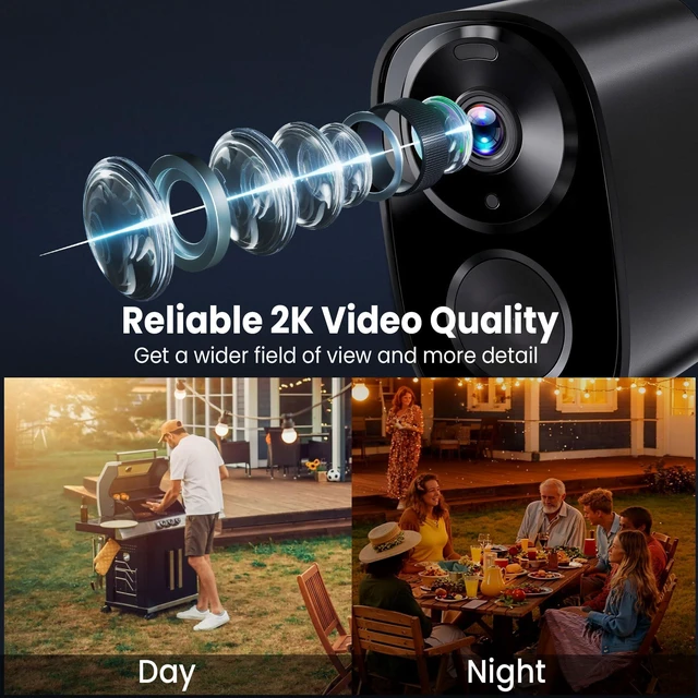 Alt view image 9 of 14 - 2026 Enhanced 2K UHD Security Cameras Wireless Outdoor Free Cloud & SD Storage, Dual-Band WiFi 2.4G/5G, Full-Color Night Vision, 6-Month Battery, Motion Alerts, IP66 Weatherproof, 2-Way Talk