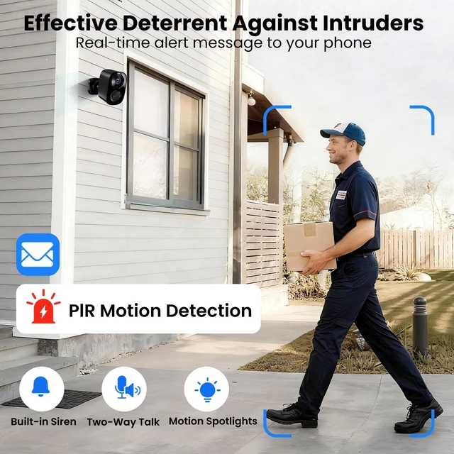 Alt view image 13 of 14 - 2026 Enhanced 2K UHD Security Cameras Wireless Outdoor Free Cloud & SD Storage, Dual-Band WiFi 2.4G/5G, Full-Color Night Vision, 6-Month Battery, Motion Alerts, IP66 Weatherproof, 2-Way Talk