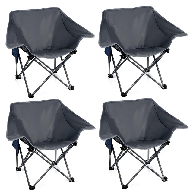 Alt view image 5 of 8 - 4 Pack Portable Camping Chair Compact Collapsible Outdoor Folding Sports Chairs for Adults Heavy Duty Camp Sporting Events Park Lawn 400 Lbs Black