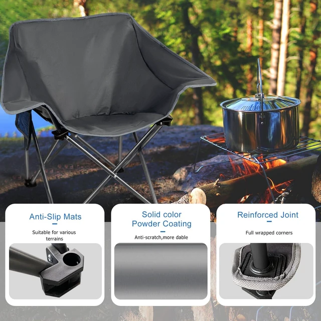 Alt view image 6 of 8 - 4 Pack Portable Camping Chair Compact Collapsible Outdoor Folding Sports Chairs for Adults Heavy Duty Camp Sporting Events Park Lawn 400 Lbs Black