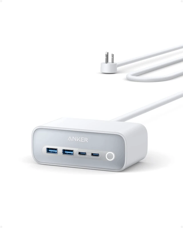 Alt view image 7 of 12 - 525 Charging Station, 7-in-1 USB C Power Strip, 65W Max | 5ft Extension Cord with 3AC, 2USB A, 2USB C, for iphone13/14, Power Delivery Desktop Accessory for MacBook Pro, Home, Office