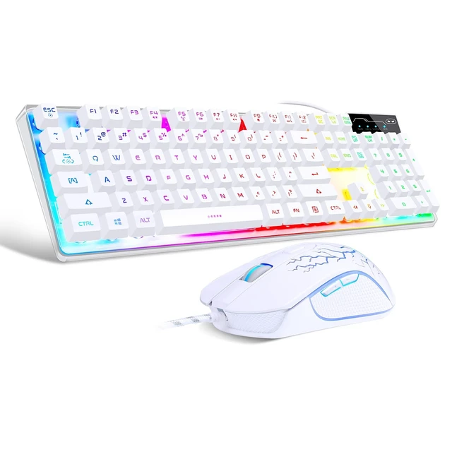 Alt view image 8 of 14 - Gaming Keyboard and Mouse Combo, K1 RGB LED Backlit Keyboard with 104 Key for PC/Laptop(White)