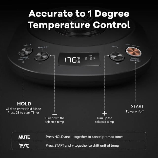 Alt view image 10 of 14 - Electric Kettle Gooseneck Pour Over Kettle ±1 Temperature Control Quick Heating Water Boiler for Coffee & Tea & Formula Auto Shut Off Tea Kettle 1200 Watt, 0.8L, Matt Black, Barista Edition