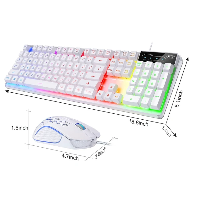 Alt view image 10 of 14 - Gaming Keyboard and Mouse Combo, K1 RGB LED Backlit Keyboard with 104 Key for PC/Laptop(White)