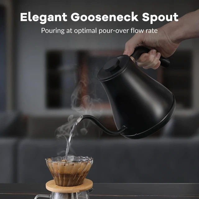 Alt view image 12 of 14 - Electric Kettle Gooseneck Pour Over Kettle ±1 Temperature Control Quick Heating Water Boiler for Coffee & Tea & Formula Auto Shut Off Tea Kettle 1200 Watt, 0.8L, Matt Black, Barista Edition