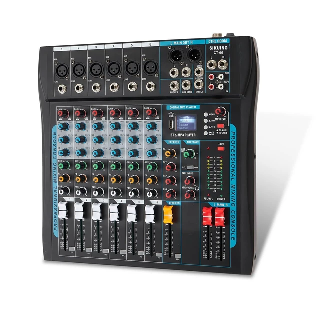 Alt view image 8 of 14 - Audio Mixer,6 Channel Board Mixer for Streaming, Professional Sounds Board Mixer with 16 DSP Effect, USB Audio Interface and 48V Phantom Power, Stereo DJ Mixers for PC Recording/DJ stage
