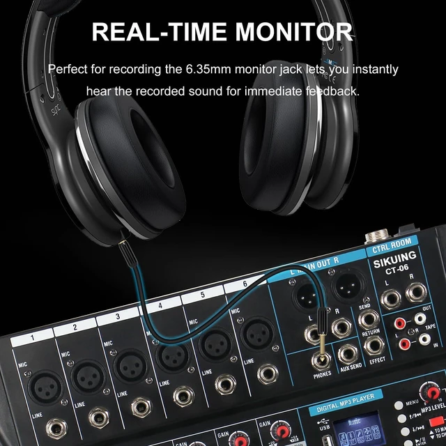 Alt view image 13 of 14 - Audio Mixer,6 Channel Board Mixer for Streaming, Professional Sounds Board Mixer with 16 DSP Effect, USB Audio Interface and 48V Phantom Power, Stereo DJ Mixers for PC Recording/DJ stage