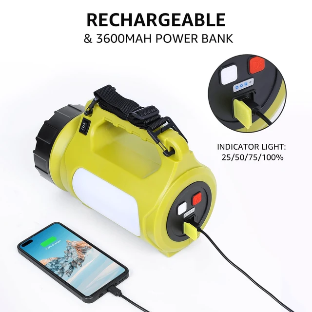 Alt view image 12 of 14 - LE Rechargeable LED Lantern, Camping Essentials, 1000LM, 5 Light Modes, IPX4 Waterproof, 3600mAh, Lantern Flashlight for Hurricane Emergency, Hiking, Home and More, USB Cable Included