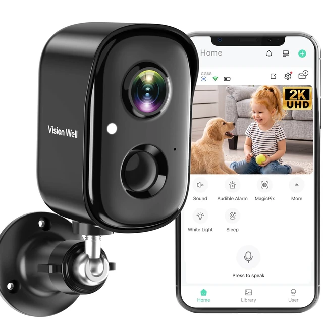 Alt view image 7 of 12 - Security Cameras Wireless Outdoor, 2K Indoor Cameras for Home Security Battery Powered, AI Motion Detection, Color Night Vision, 2-Way Talk, Spotlight Siren Alarm, Cloud & SD Storage-Jet Black Camera