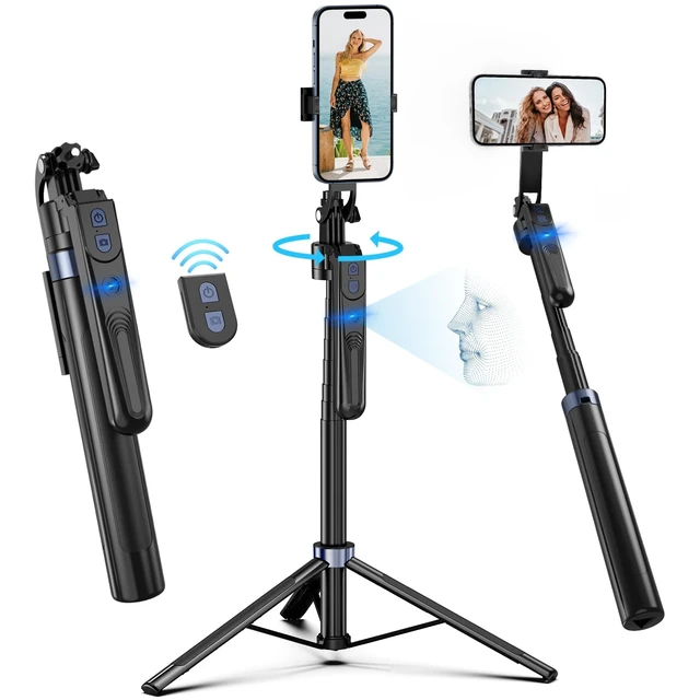 Alt view image 7 of 12 - Auto Face Tracking Tripod 360 Rotation with Stand,Android and iPhone Tripod Holder with Remote and Gesture Control, No App,Built-in Tracking Camera Selfie Stick for Vlog Video Recording Tiktok