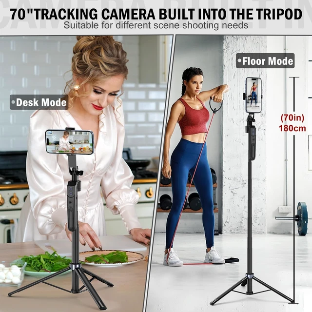 Alt view image 8 of 12 - Auto Face Tracking Tripod 360 Rotation with Stand,Android and iPhone Tripod Holder with Remote and Gesture Control, No App,Built-in Tracking Camera Selfie Stick for Vlog Video Recording Tiktok