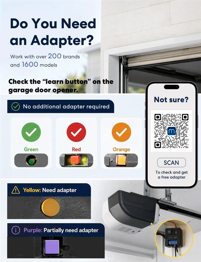 Alt view image 11 of 14 - Smart Garage Door Opener Remote Work with HomeKit, Alexa and Google | Compatible with CarPlay, Siri and SmartThings, App and Voice Control, Auto Close, Easy to Install, No Hub Needed, MSG100HK