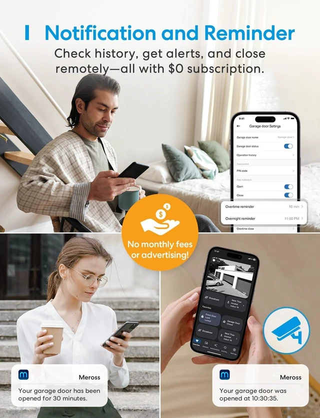 Alt view image 13 of 14 - Smart Garage Door Opener Remote Work with HomeKit, Alexa and Google | Compatible with CarPlay, Siri and SmartThings, App and Voice Control, Auto Close, Easy to Install, No Hub Needed, MSG100HK