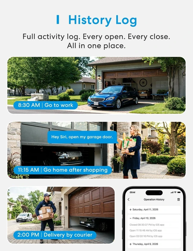 Alt view image 14 of 14 - Smart Garage Door Opener Remote Work with HomeKit, Alexa and Google | Compatible with CarPlay, Siri and SmartThings, App and Voice Control, Auto Close, Easy to Install, No Hub Needed, MSG100HK