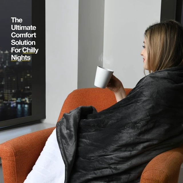 Alt view image 12 of 14 - Heated Blanket, Machine Washable Extremely Soft & Comfortable Electric Blanket Throw Fast Heating with Hand Controller 10 Heating Settings & auto Shut-Off (Gray, 50 x 60)