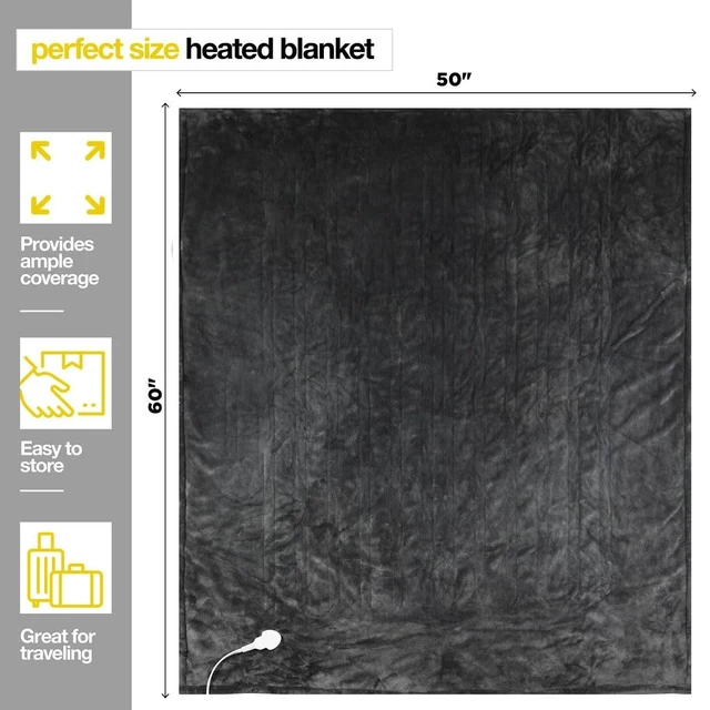 Alt view image 13 of 14 - Heated Blanket, Machine Washable Extremely Soft & Comfortable Electric Blanket Throw Fast Heating with Hand Controller 10 Heating Settings & auto Shut-Off (Gray, 50 x 60)