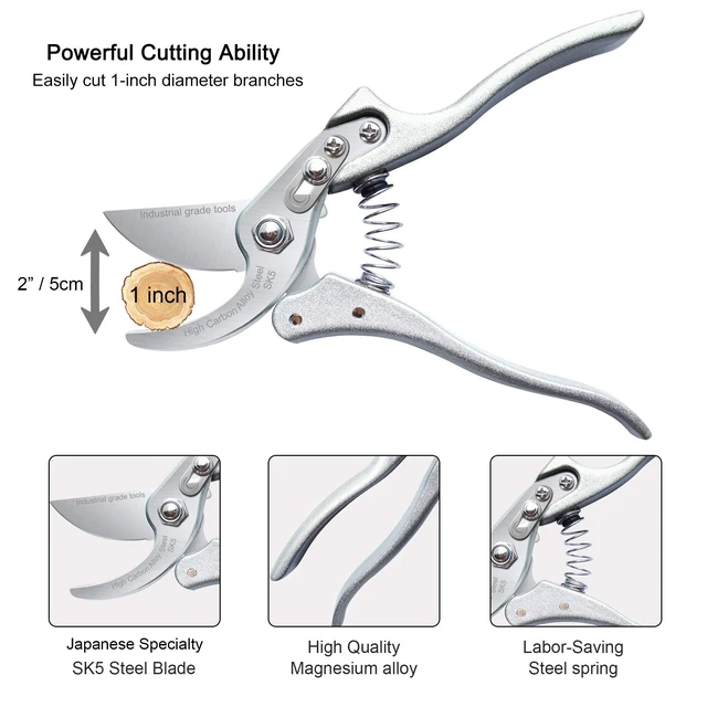 Alt view image 10 of 14 - 8.1" Pruning Shears, Made in Japan, Garden Scissors & Clippers, TP-1 | 1" Cut Capacity, Heavy-Duty Bypass Pruning Shears for Gardening, Japanese Hand Pruners Loppers with Ergonomic Comfort Handles