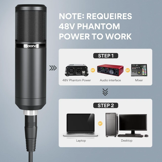 Alt view image 9 of 14 - PM320S Condenser PC Microphone with XLR Cable, Boom Arm, Pop Filter | Computer Mic Compatible with Audio Interface & Mixer for Podcast Record Stream Studio Music Singing Vocal Content Creators