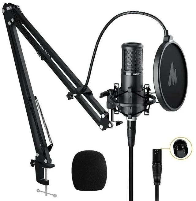 Alt view image 11 of 14 - PM320S Condenser PC Microphone with XLR Cable, Boom Arm, Pop Filter | Computer Mic Compatible with Audio Interface & Mixer for Podcast Record Stream Studio Music Singing Vocal Content Creators
