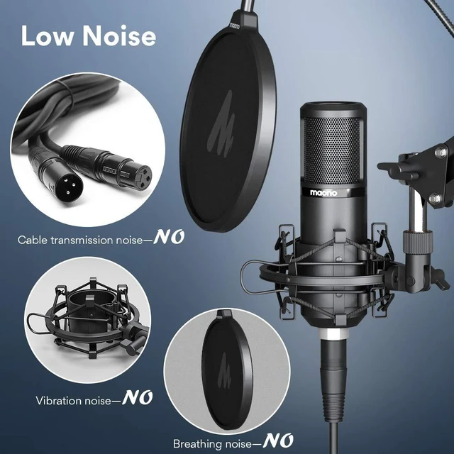 Alt view image 12 of 14 - PM320S Condenser PC Microphone with XLR Cable, Boom Arm, Pop Filter | Computer Mic Compatible with Audio Interface & Mixer for Podcast Record Stream Studio Music Singing Vocal Content Creators