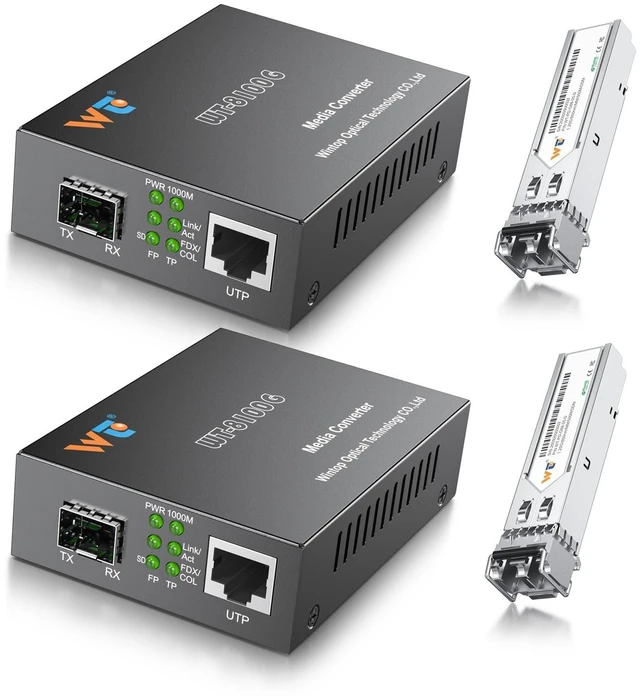 Alt view image 7 of 12 - 2 Pack Gigabit Fiber Ethernet Media Converter, Fiber Optic Transceiver | with 2 Pcs 1.25Gbps SFP Module(MMF,850nm,550m,DDM) , Sfp to RJ45 Media Converter with 1000BASE-SX to LC Module