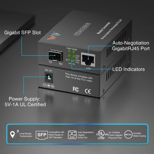 Alt view image 11 of 12 - 2 Pack Gigabit Fiber Ethernet Media Converter, Fiber Optic Transceiver | with 2 Pcs 1.25Gbps SFP Module(MMF,850nm,550m,DDM) , Sfp to RJ45 Media Converter with 1000BASE-SX to LC Module