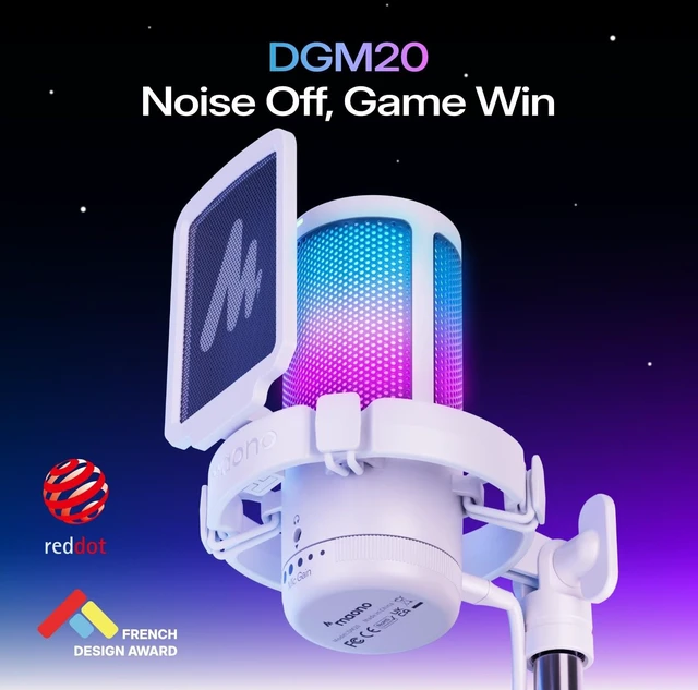 Alt view image 9 of 14 - DGM20S USB Microphone for PC with Clear Voice & Noise Reduction | RGB Lighting, Tap-to-Mute, Gain Control, Monitoring and Boom Arm for Discord Gaming, Streaming, Content Creation.White