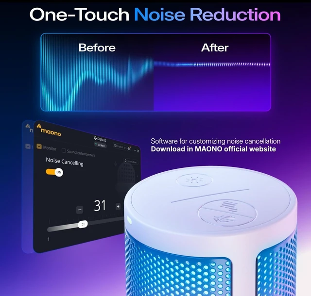 Alt view image 10 of 14 - DGM20S USB Microphone for PC with Clear Voice & Noise Reduction | RGB Lighting, Tap-to-Mute, Gain Control, Monitoring and Boom Arm for Discord Gaming, Streaming, Content Creation.White