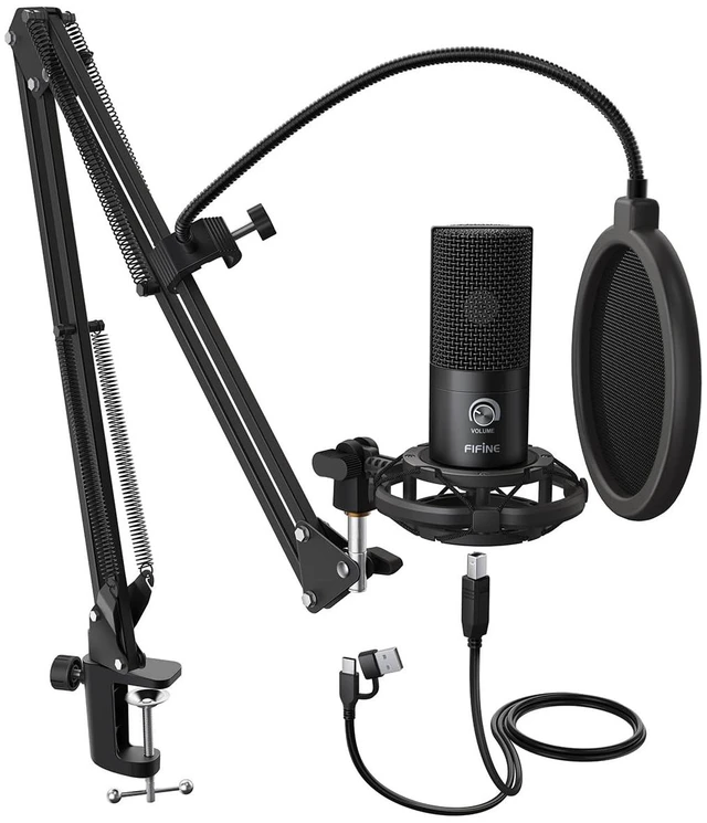 Alt view image 8 of 14 - T669 Studio Condenser USB Microphone for Recording Podcasting | Computer Microphone Kit for Voice Overs, Adjustable Boom Arm Stand, Shock Mount for Vocal, Instruments, Gaming, Streaming