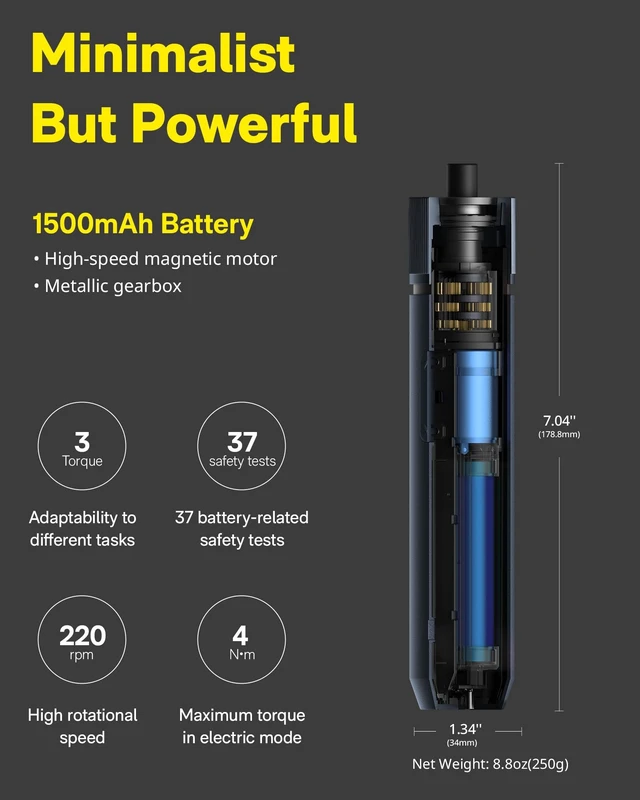 Alt view image 13 of 14 - 25-Piece Upgraded Electric Screwdriver Kit, Cordless Screwdriver | 1/4'' Hex, Magnetic Lid, 1500mAh Rechargeable, LED Light, Ideal for Furniture Assembly, Home Improvement, and Garage Projects